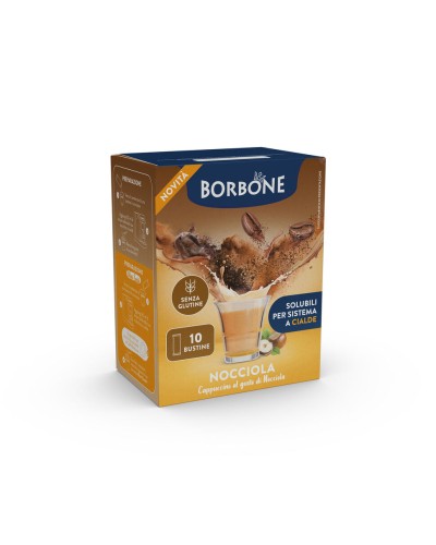 10 STICK PREPARATO SOLUBILE BORBONE PER BEVANDA AL GUSTO DI CAPPUCCINO E NOCCIOLA